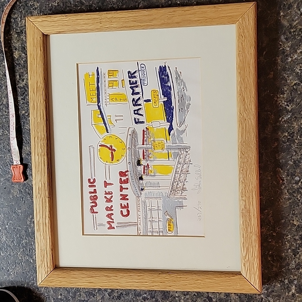 Pike Place Market Art Framed SIGNED. Seattle